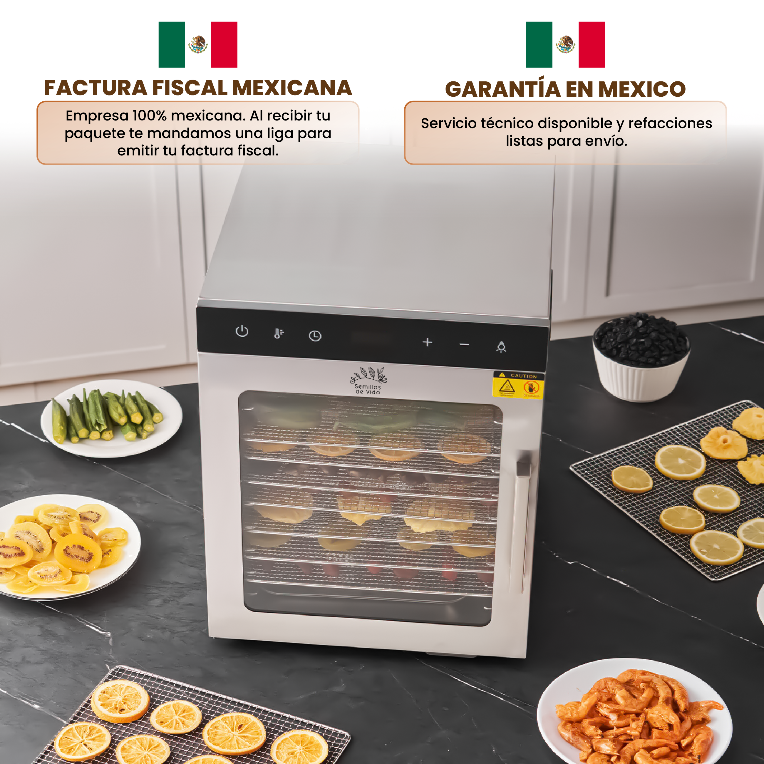 Deshidratador de Alimentos Eléctrico 10 Bandejas de Acero Inoxidable con Control de Temperatura