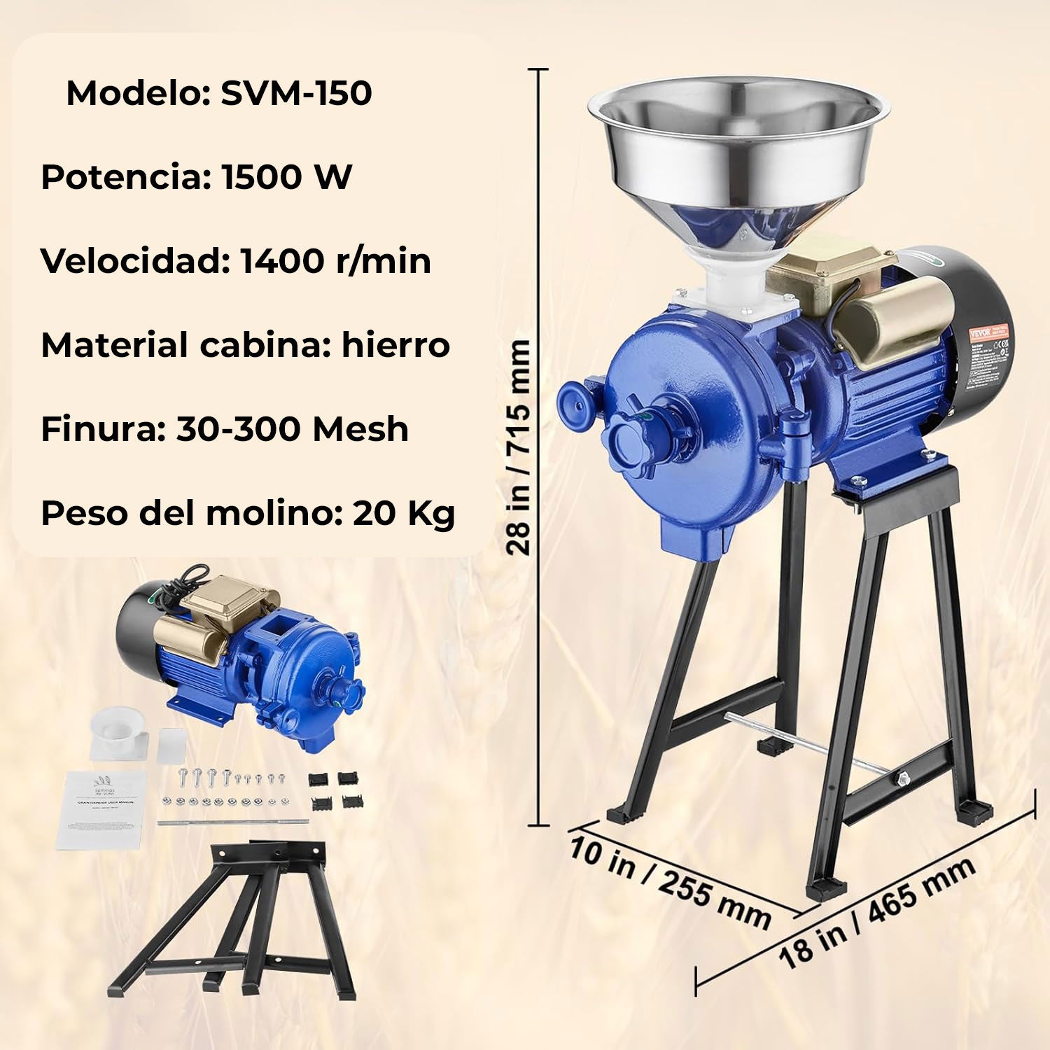 Molino Eléctrico para Alimentos Secos para Animales (SVM-150)