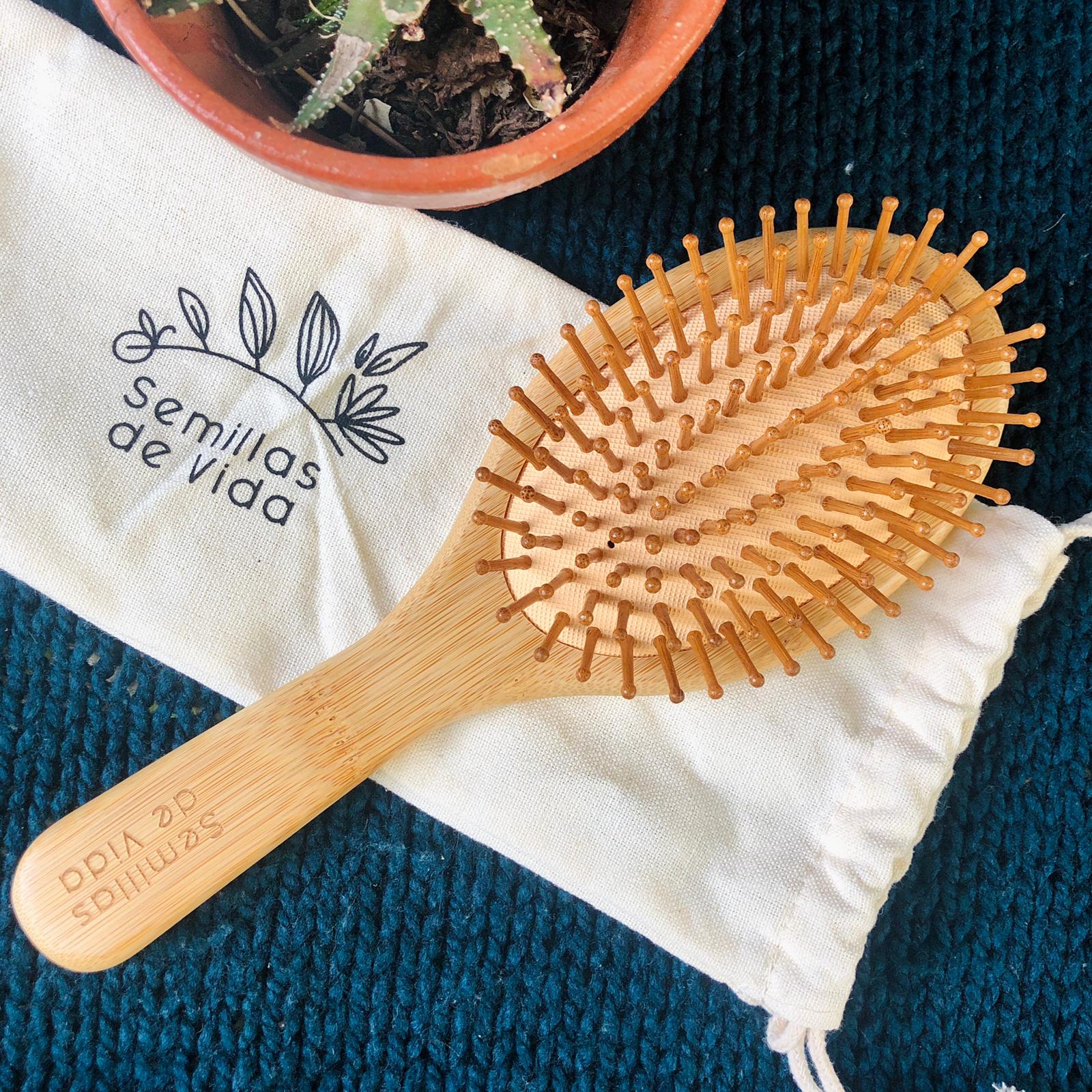 Cepillo de Madera de Bambú Natural para Cabello