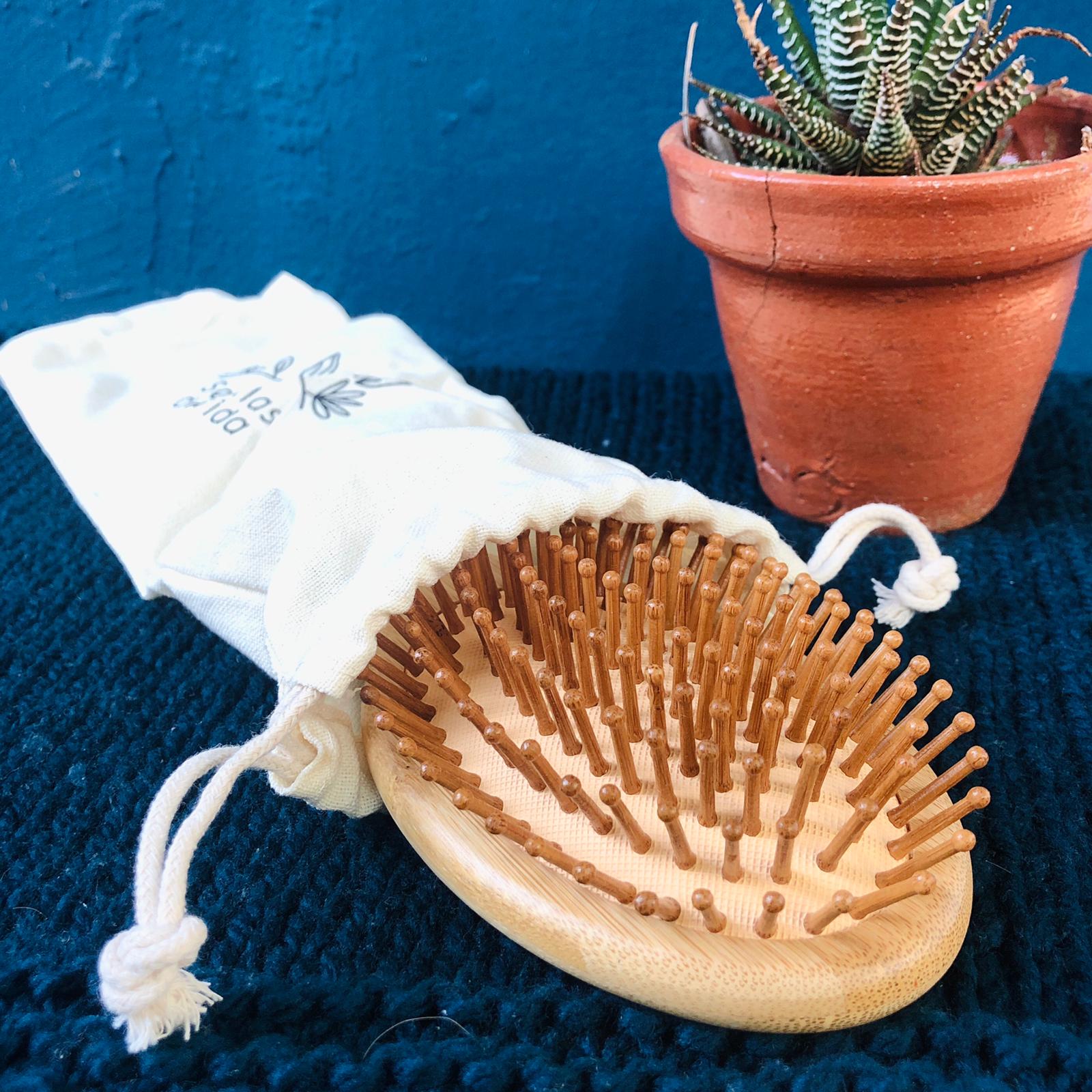 Cepillo de Madera de Bambú Natural para Cabello