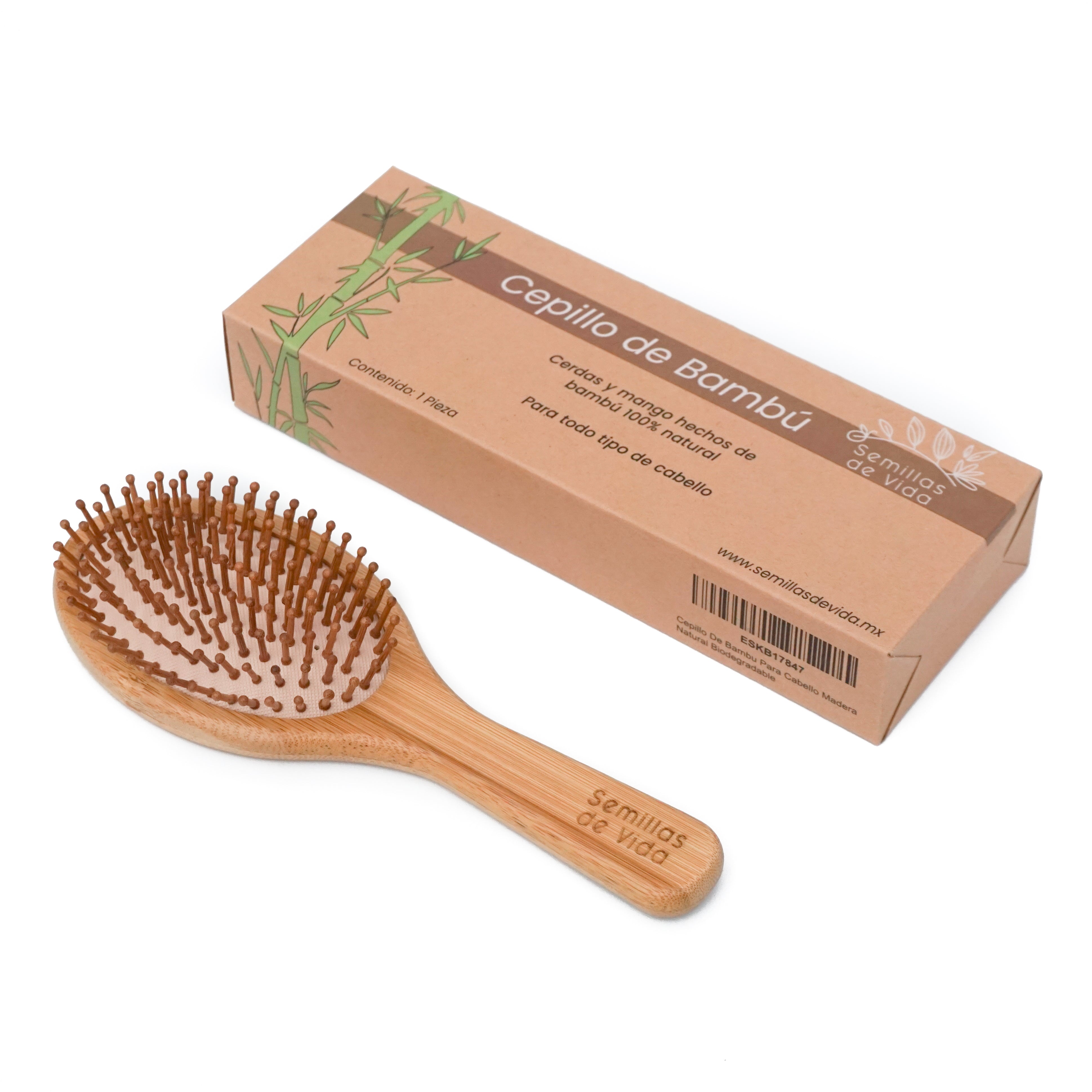 Cepillo de Madera de Bambú Natural para Cabello