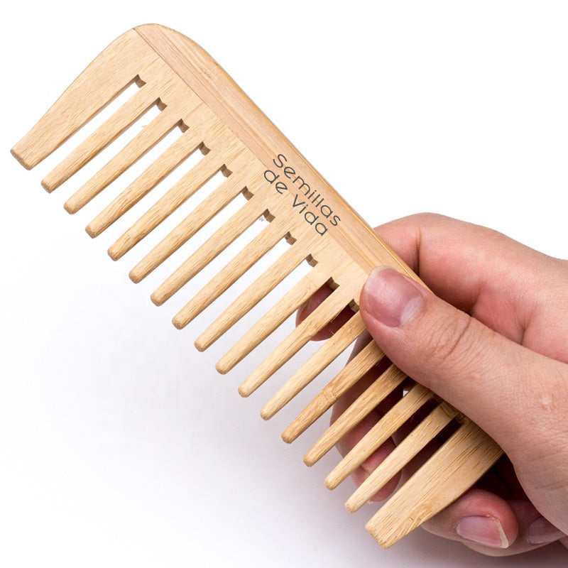Peine de Bambú Natural Diente Grueso